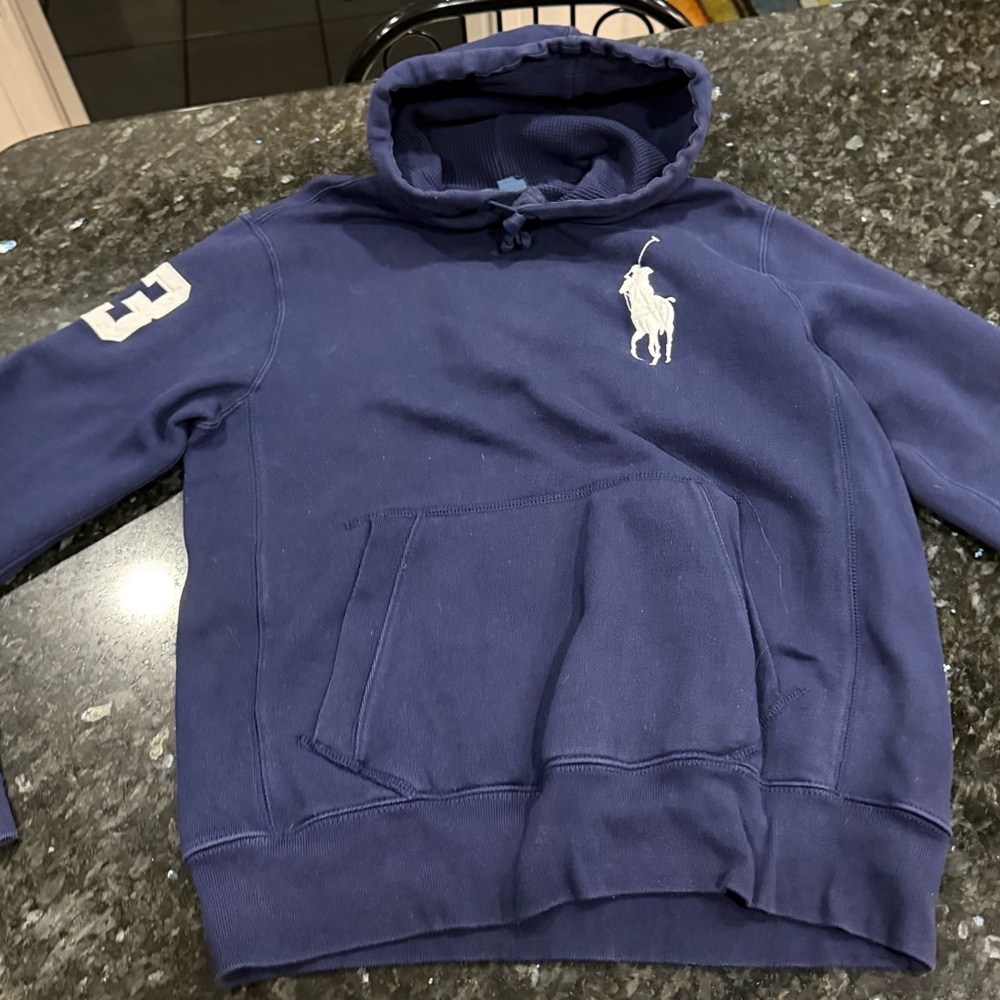 Polo Ralph Lauren Thermal Men’s Navy Blue Hoodie w/ White Logos